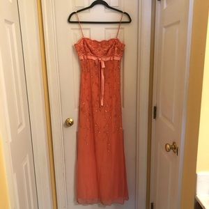 Beautiful full-length beaded coral gown